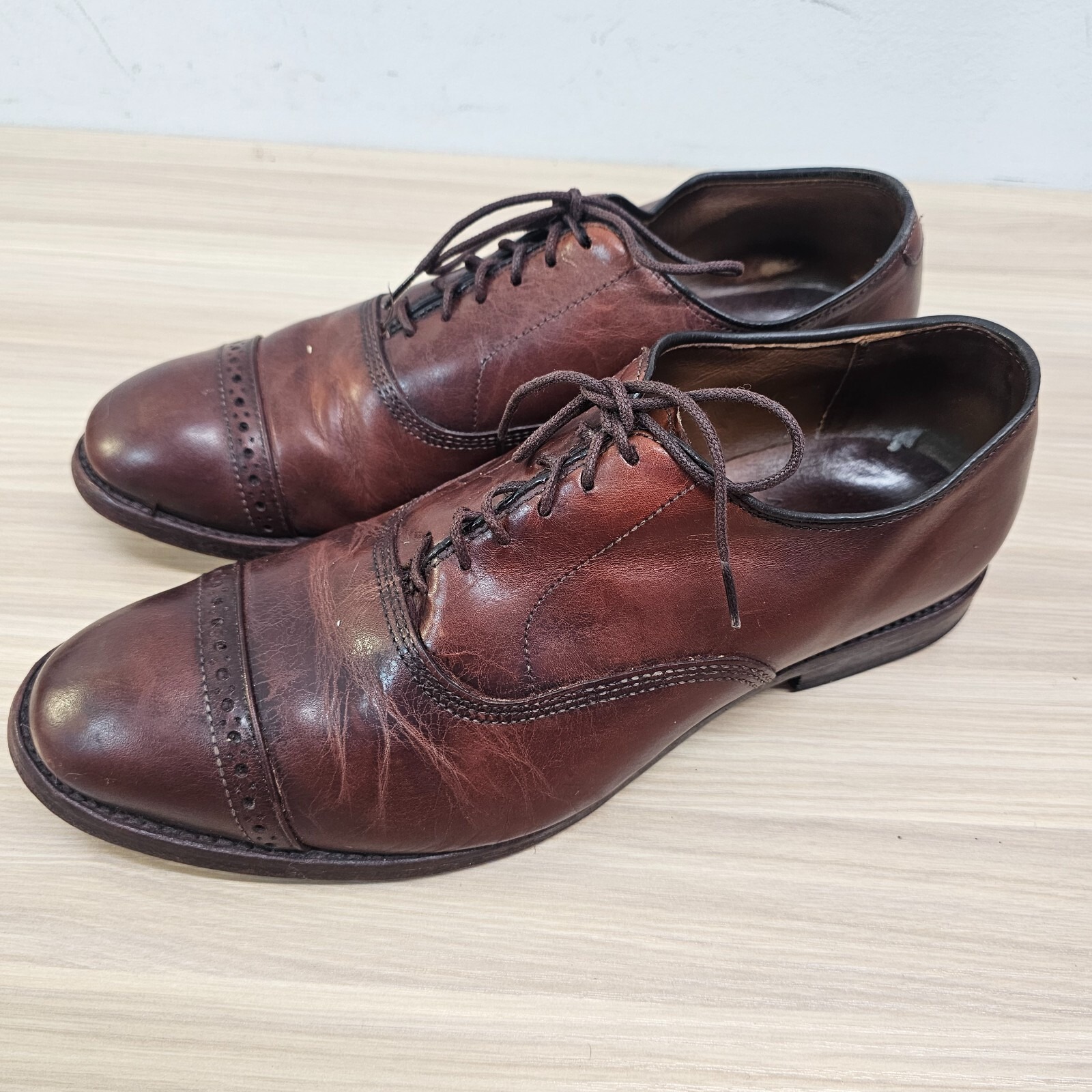 Vintage Allen Edmonds Oxford Shoes Men 8 Eee Brown Leather Cap Toe Fifth Avenue
